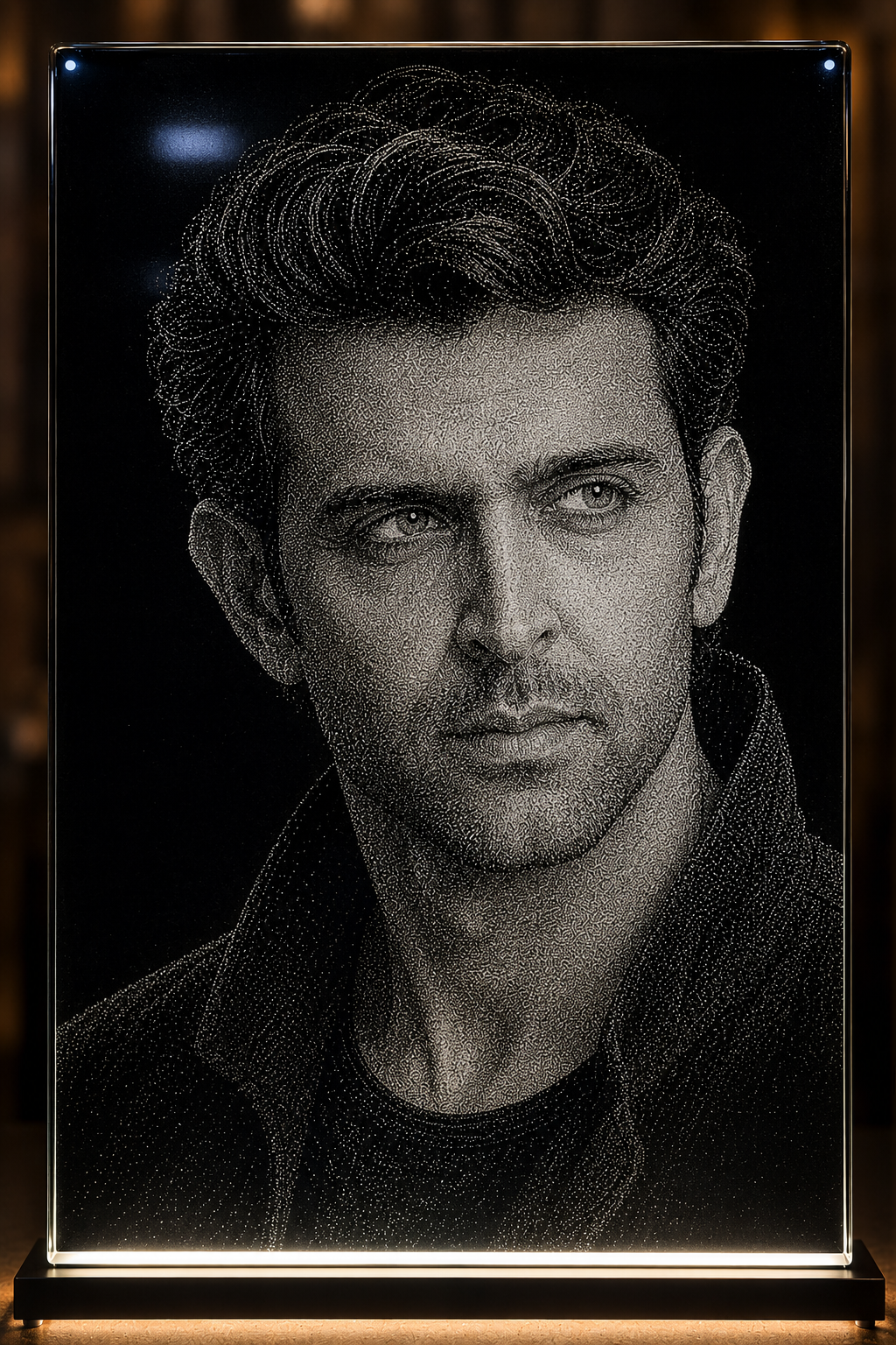 Hrithik Roshan Glass & Marble Hammering Carved Painting Art Online